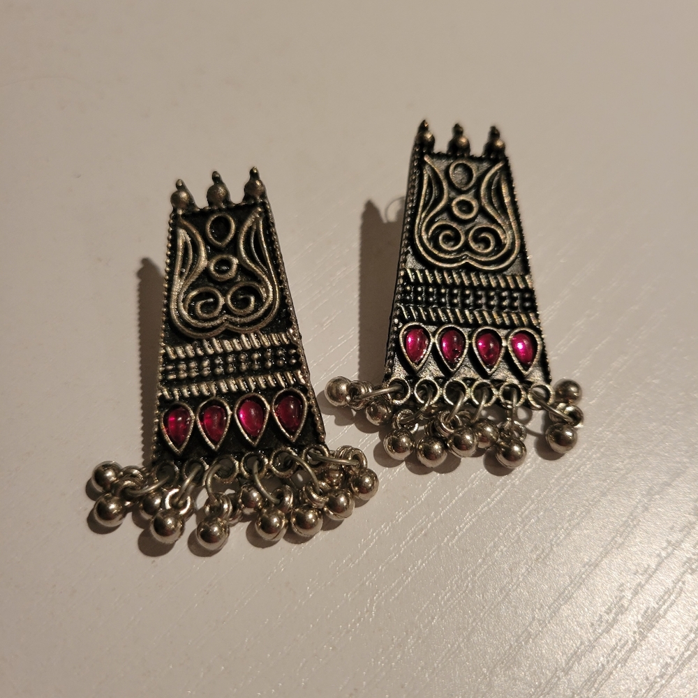 Unique Earrings with pink accents